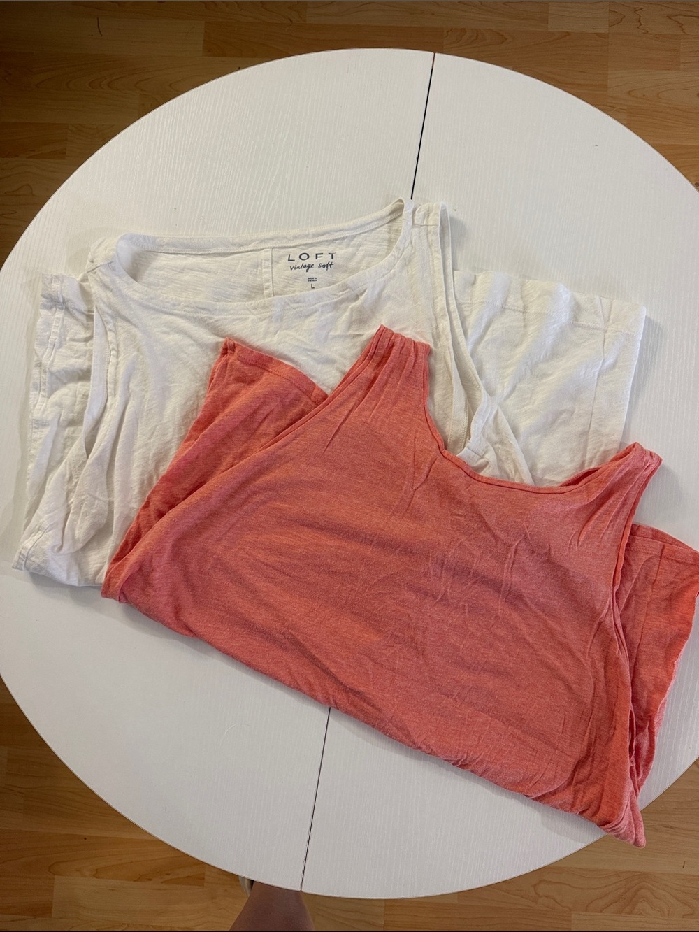LOFT Coral Pink Tank Top and White Vintage Soft Tank